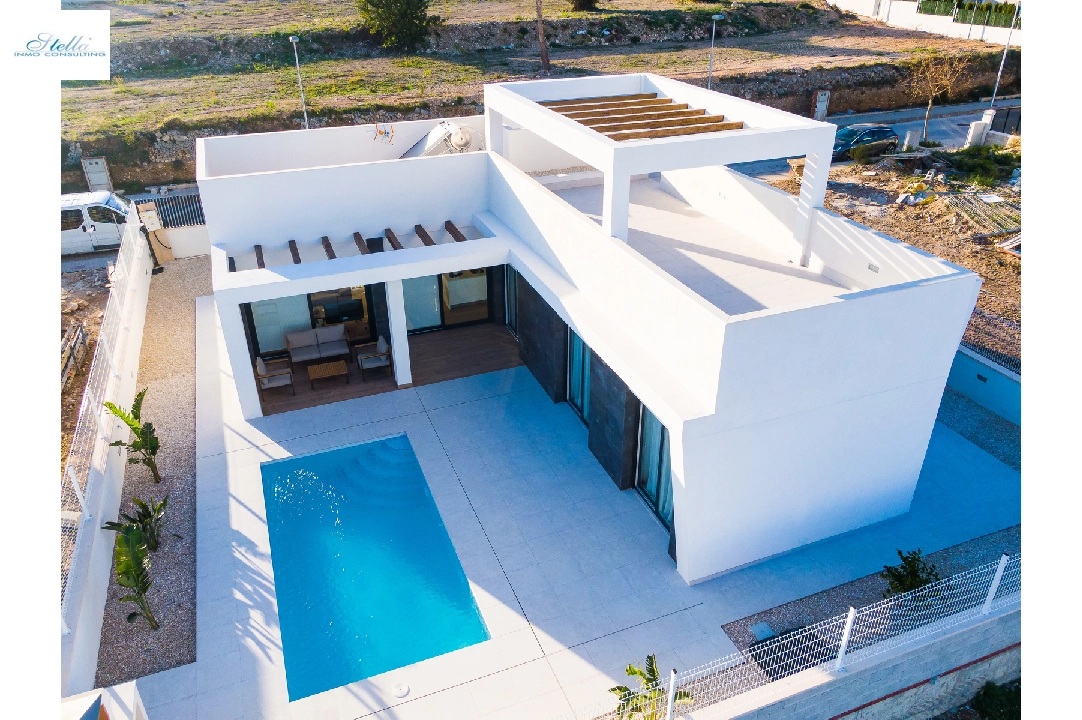 villa in Polop(Alberca de Polop) for sale, built area 100 m², year built 2019, condition first owner, plot area 400 m², 3 bedroom, 2 bathroom, swimming-pool, ref.: GC-1120-3