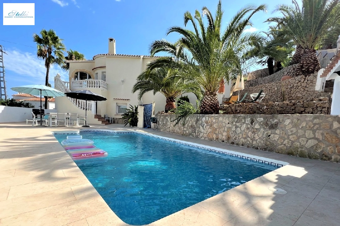 villa in Denia(Les Galeretes) for holiday rental, built area 215 m², year built 1980, condition neat, + central heating, air-condition, plot area 800 m², 3 bedroom, 2 bathroom, swimming-pool, ref.: T-0822-1