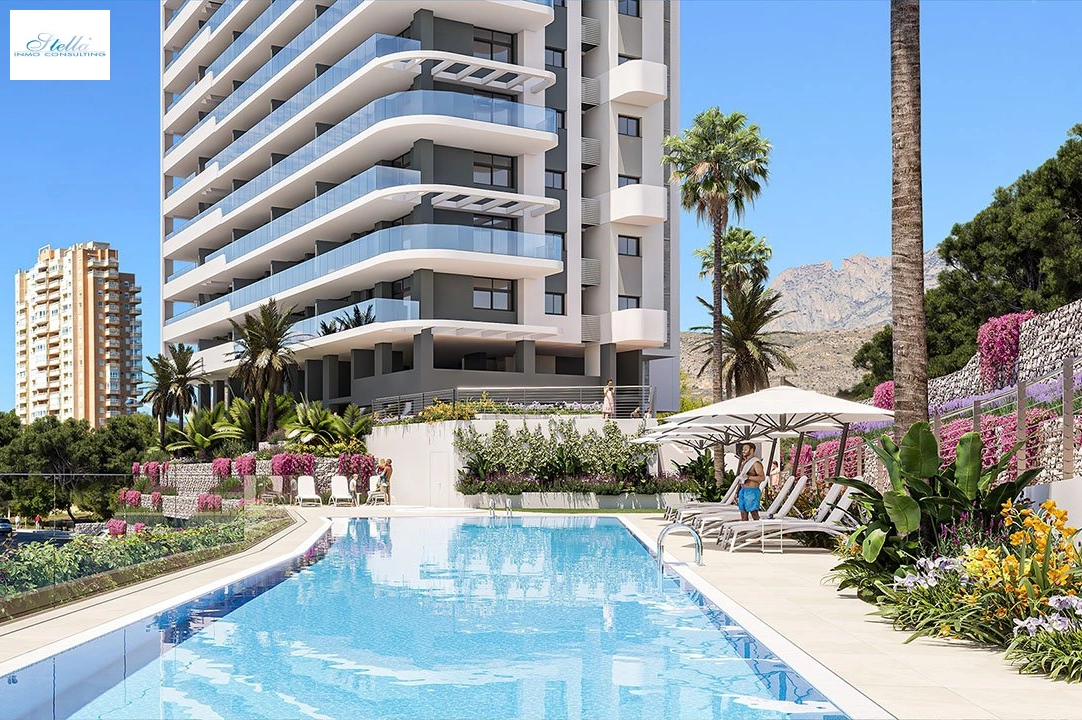 apartment on higher floor in Benidorm for sale, built area 69 m², condition first owner, air-condition, 1 bedroom, 1 bathroom, swimming-pool, ref.: HA-BEN-112-A01-1